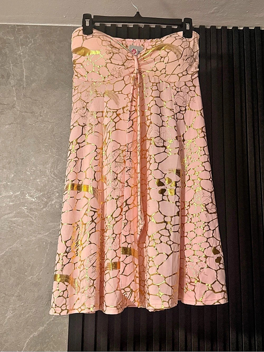 Pink & Gold Abstract Midni dress